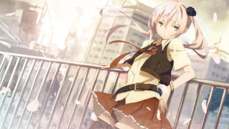 anime girl on a bridge