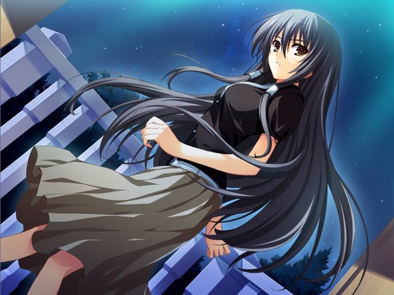 anime girl on a bridge at night