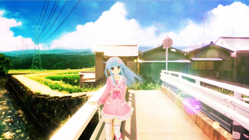 Anime Girl on a Bridge — Blue