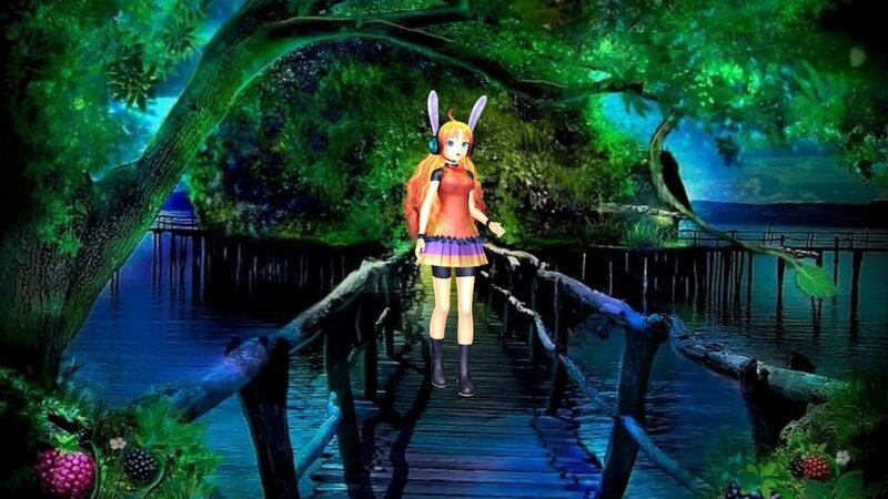 Anime Girl on a Bridge — Green, Serene