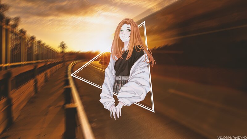 Anime Girl on a Bridge — Orange