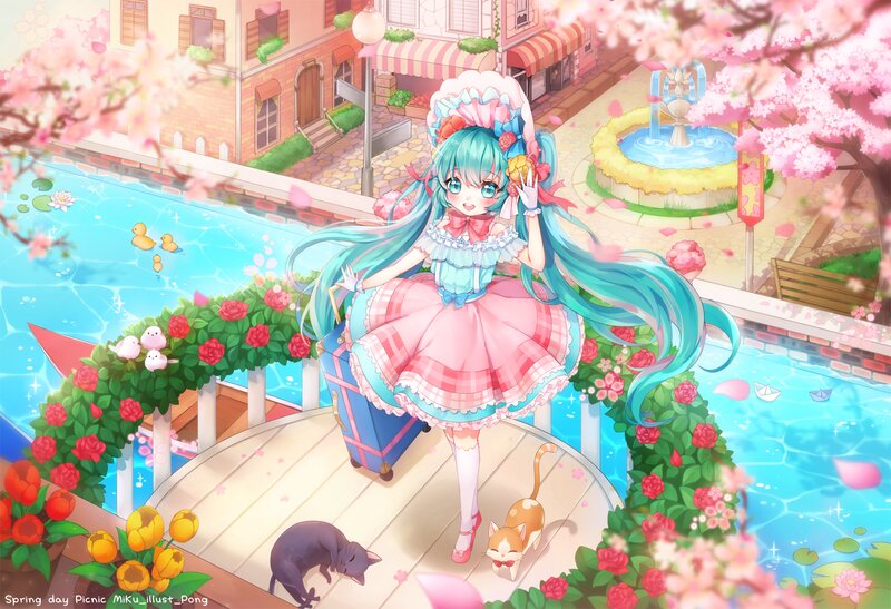 Anime Girl on a Bridge — Pink