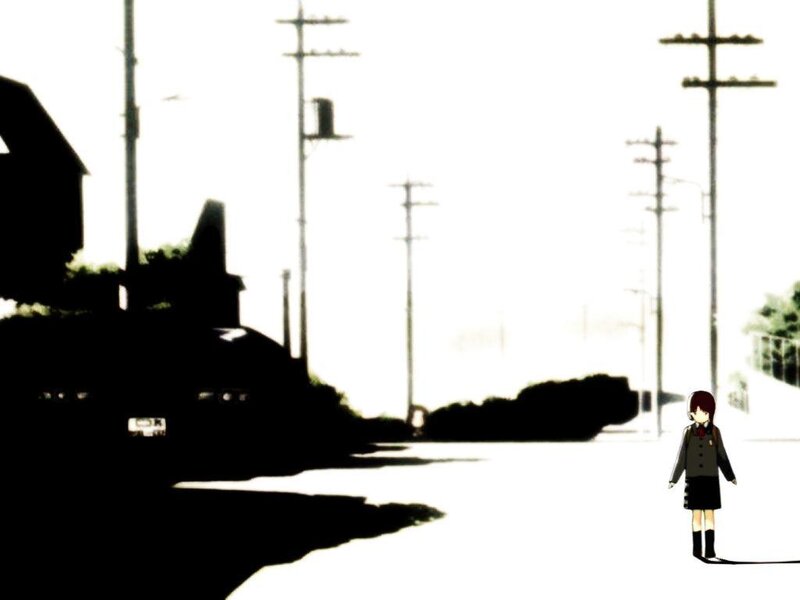 anime girl on a bright street