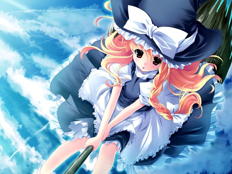 anime girl on a broomstick