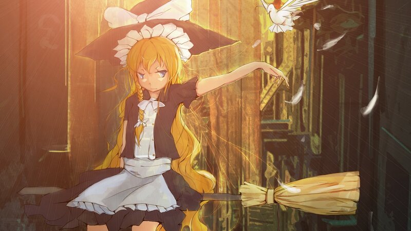 anime girl on a broomstick
