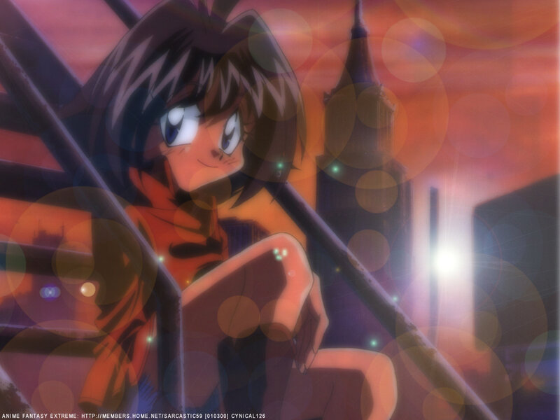 anime girl on a city rooftop