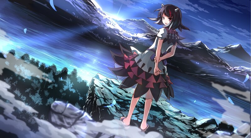 Anime Girl on a Cliff — Blue