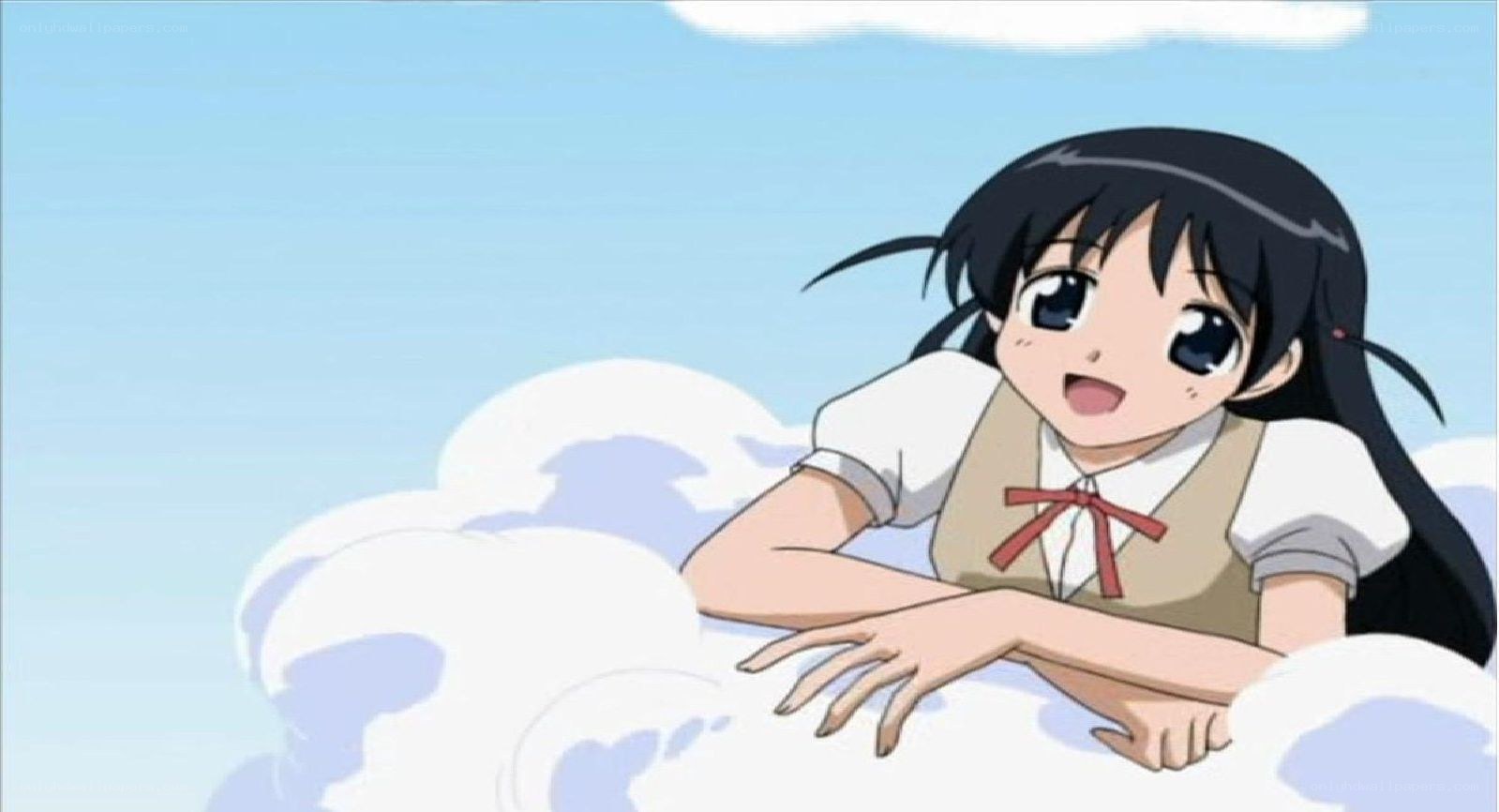anime girl on a cloud