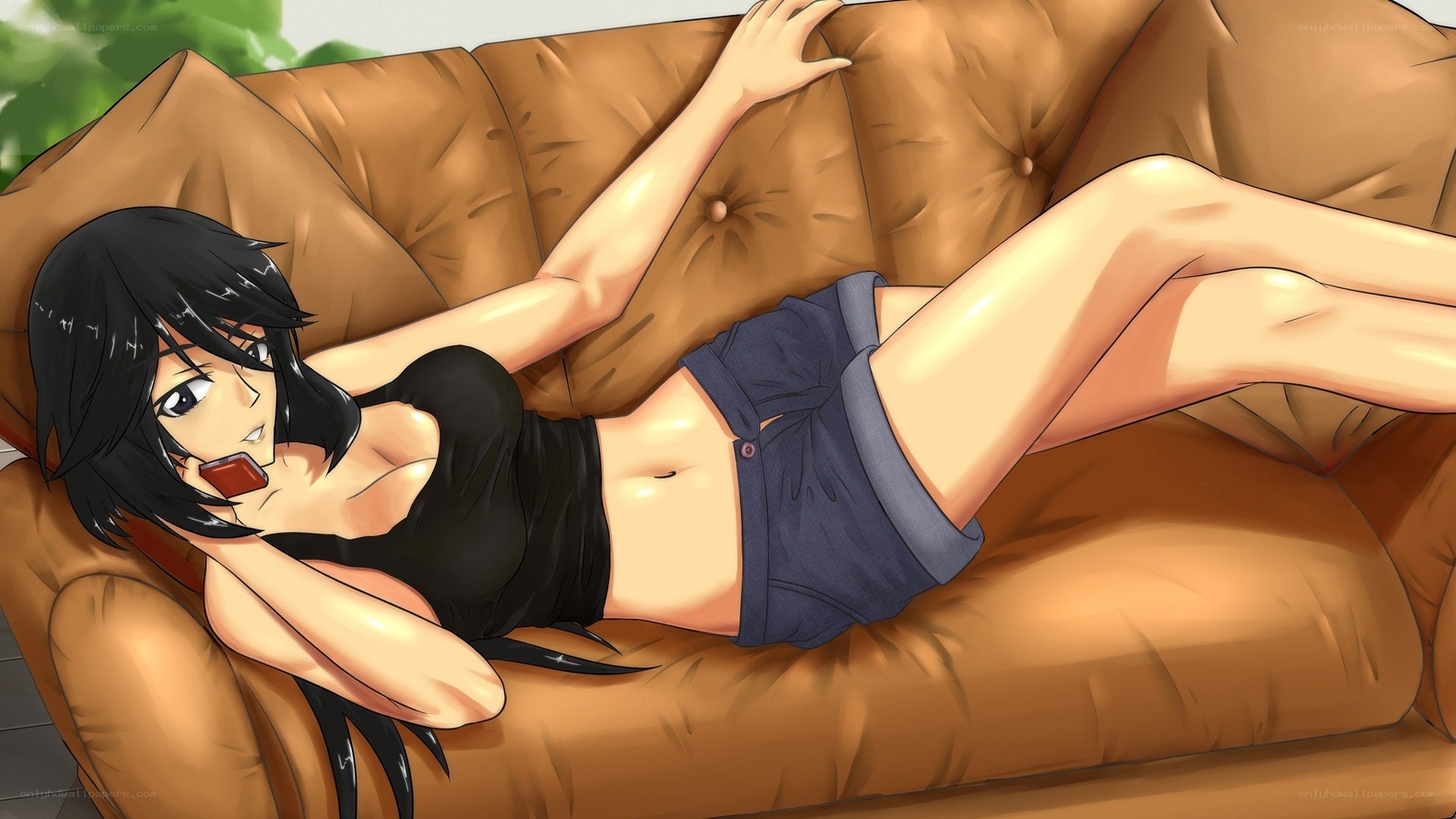 anime girl on a couch