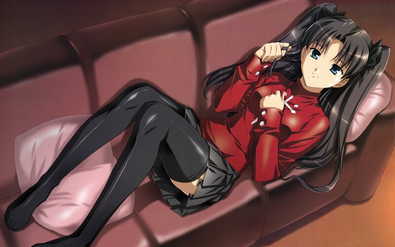 anime girl on a couch