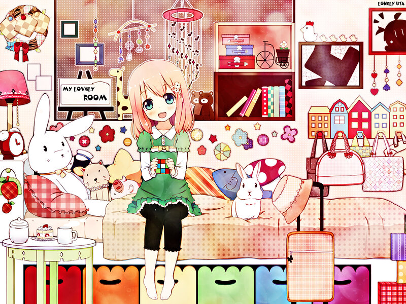 Anime Girl on a Couch — Pink