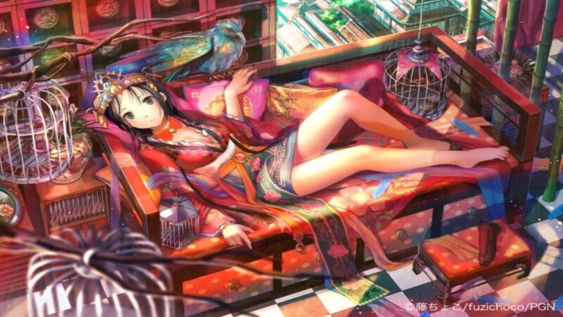 Anime Girl on a Couch — Red