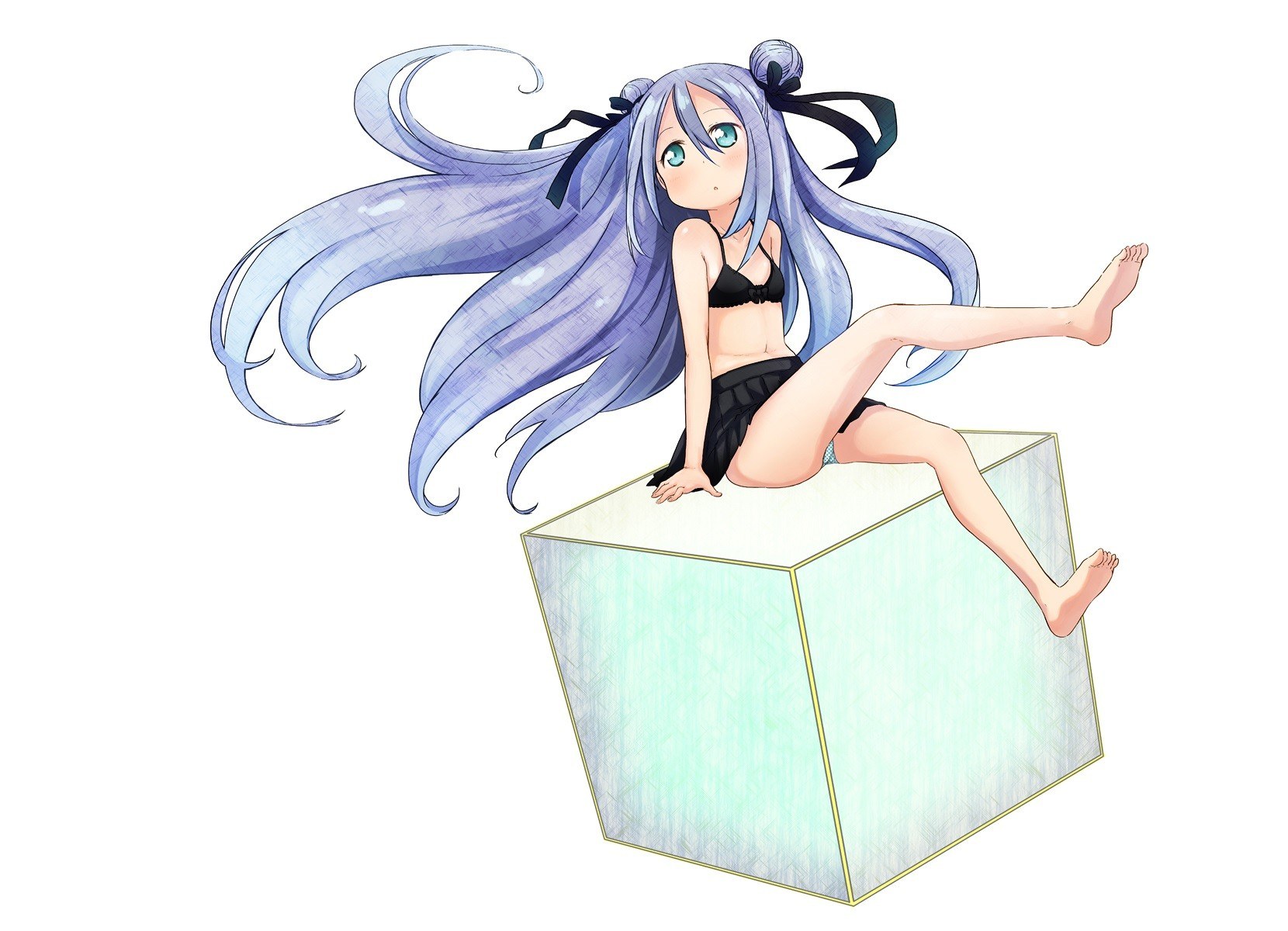 anime girl on a cube