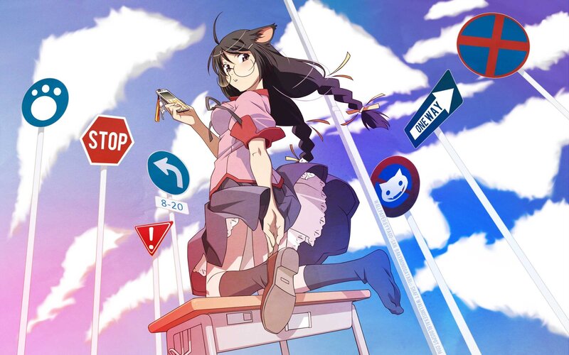 anime girl on a desk