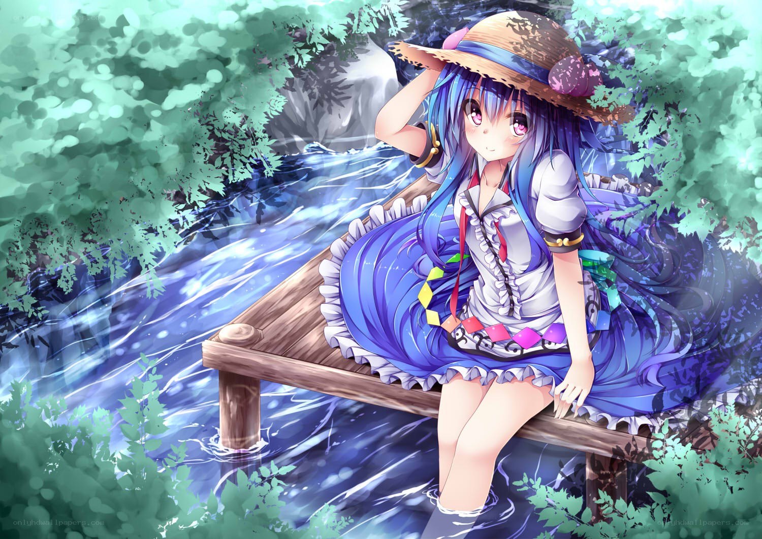 Anime girl on a dock