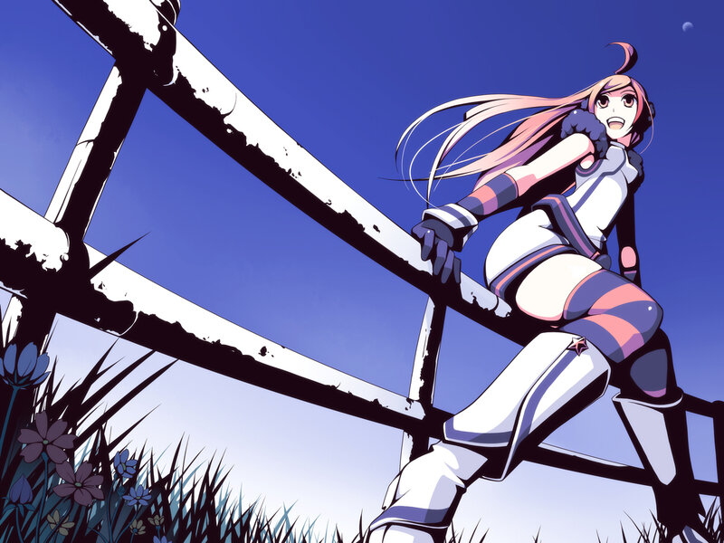 anime girl on a fence