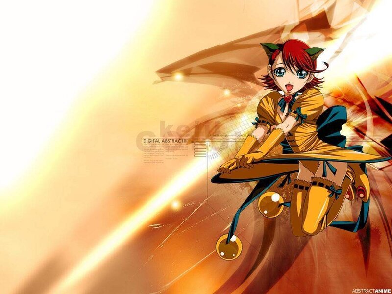 anime girl on a flying vehicle