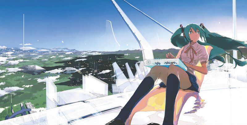 Anime girl on a futuristic platform