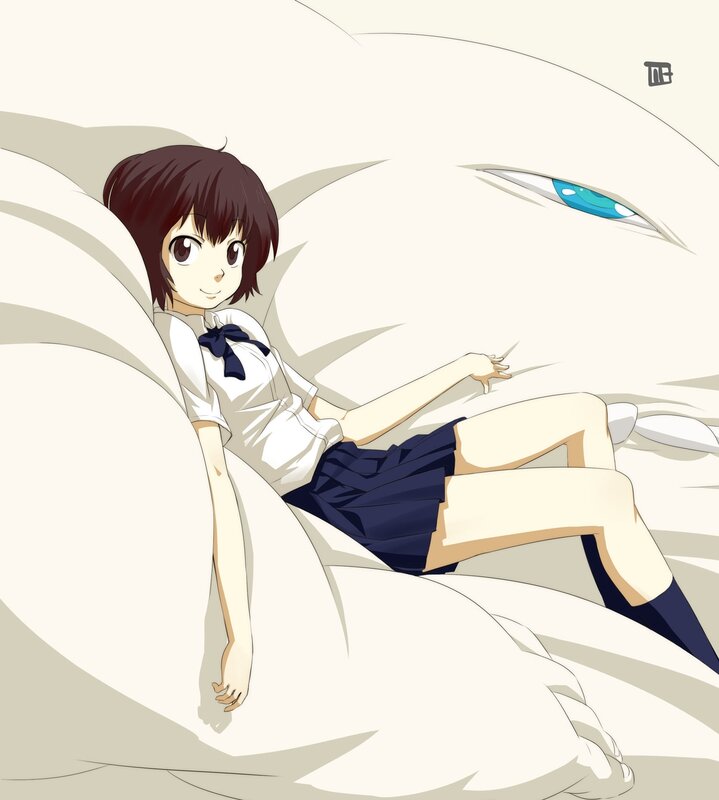 anime girl on a giant creature