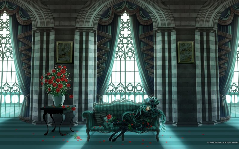 Anime girl on a green couch