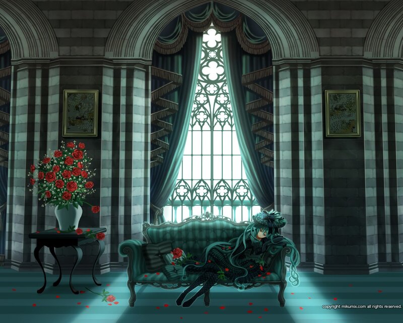 Anime girl on a green couch