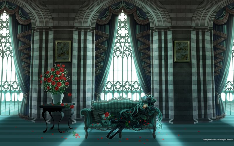 Anime girl on a green couch