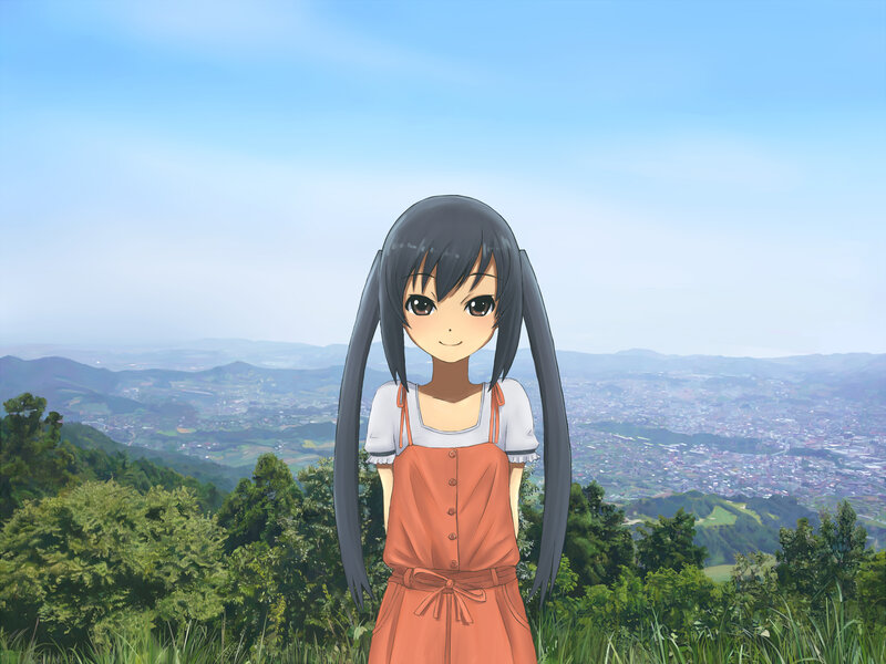 Anime girl on a hill