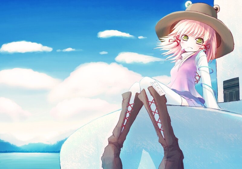 Anime girl on a hill