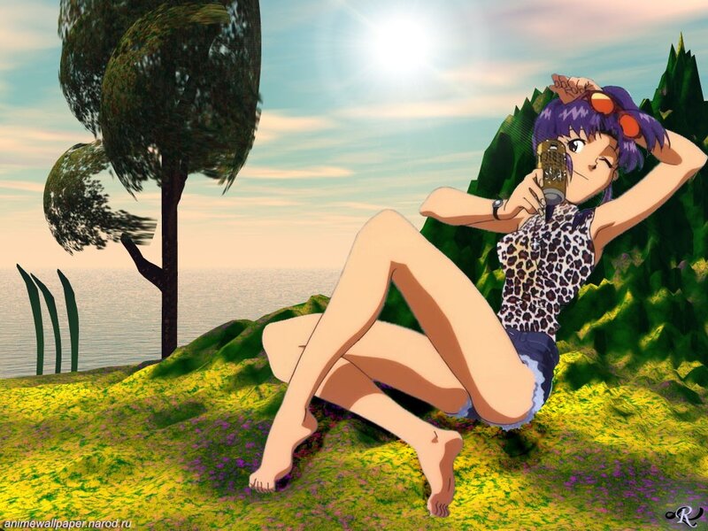 Anime girl on a hillside