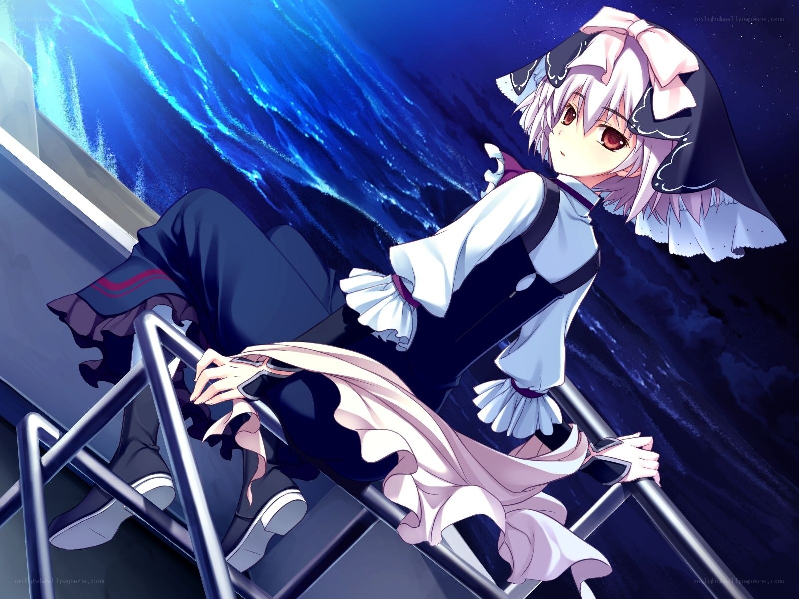 anime girl on a ladder