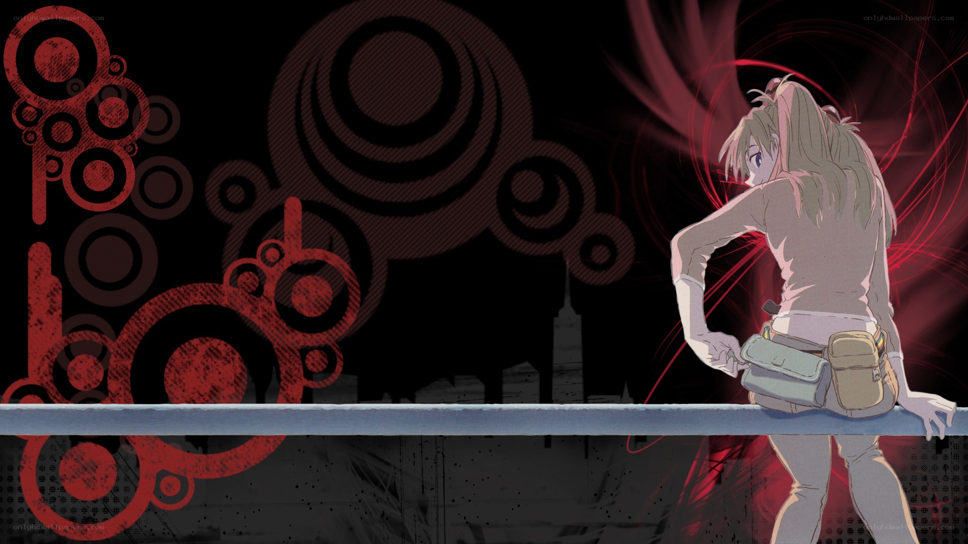 anime girl on a ledge