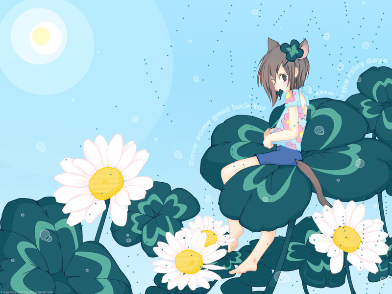 Anime girl on a lily pad