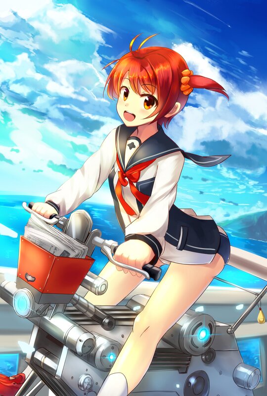 Anime girl on a mechanical bike