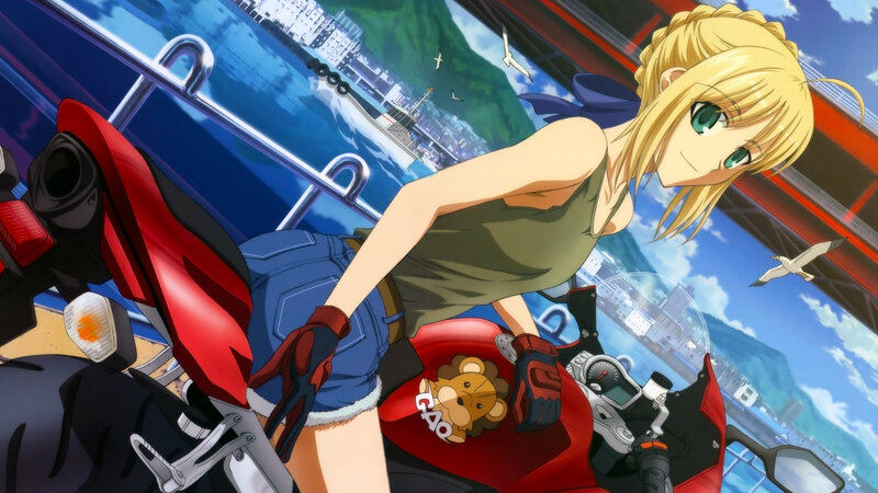 Anime girl on a motorcycle