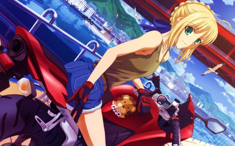 Anime girl on a motorcycle