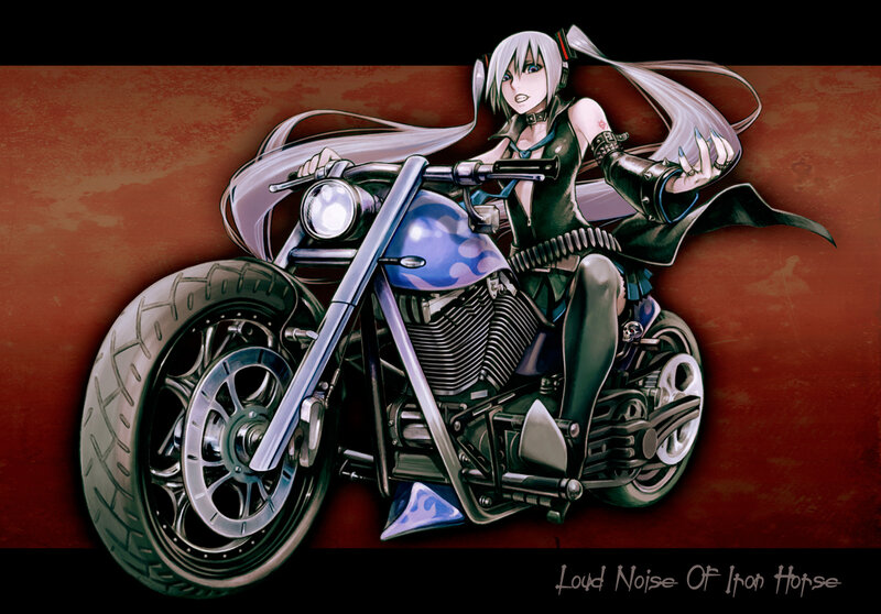 Anime girl on a motorcycle
