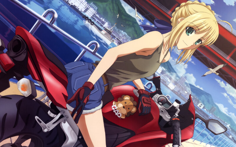 Anime girl on a motorcycle