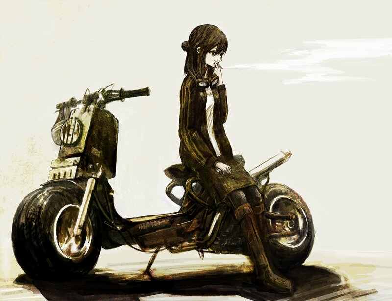 anime girl on a motorcycle