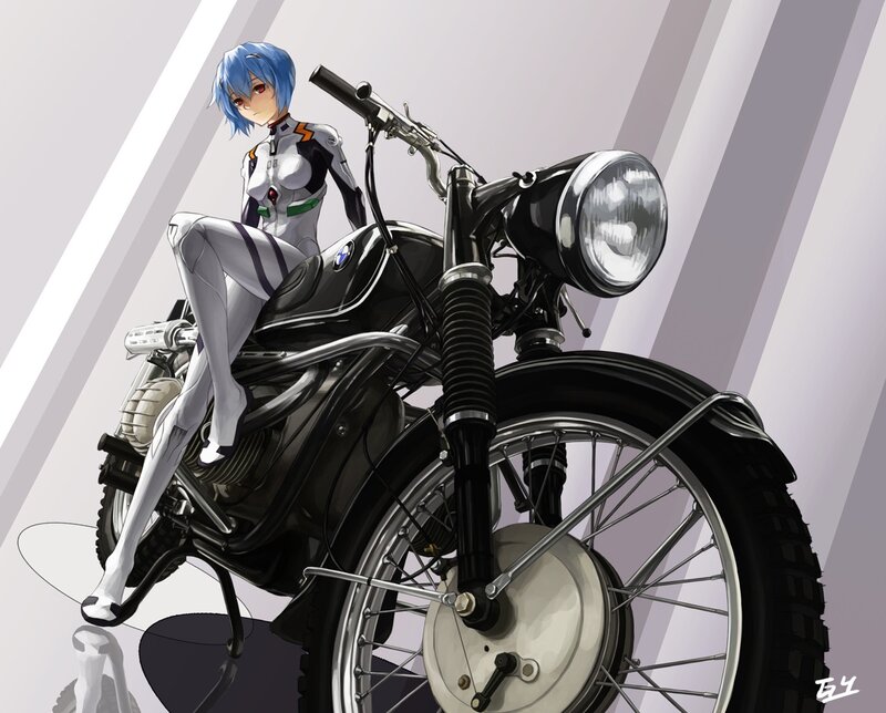 Anime girl on a motorcycle