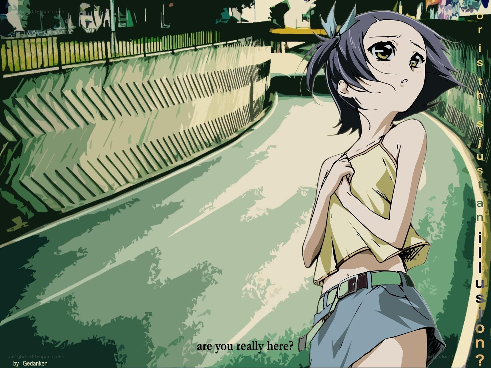 anime girl on a path