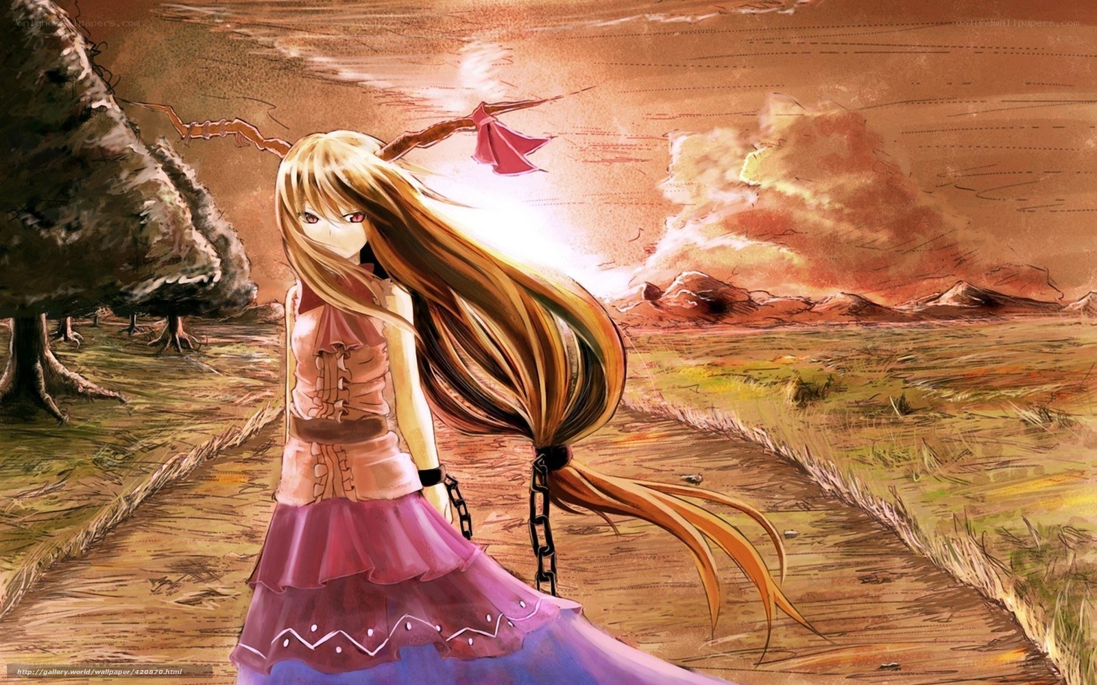 Anime girl on a path