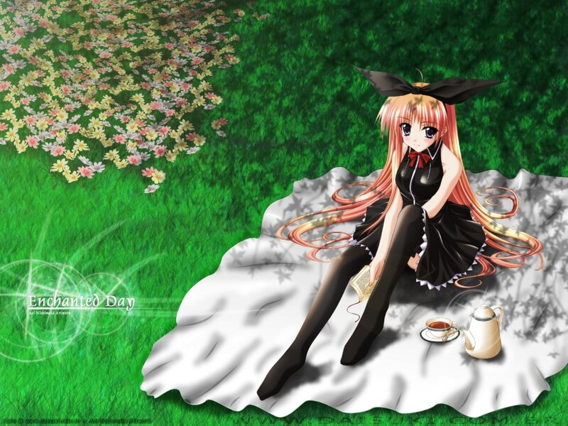 Anime girl on a picnic