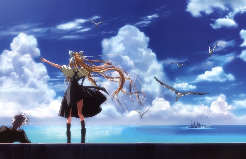 Anime girl on a pier