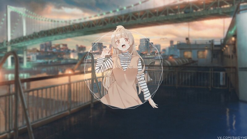 Anime Girl on a Pier — Blue, Dramatic