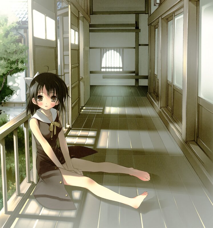 Anime girl on a porch
