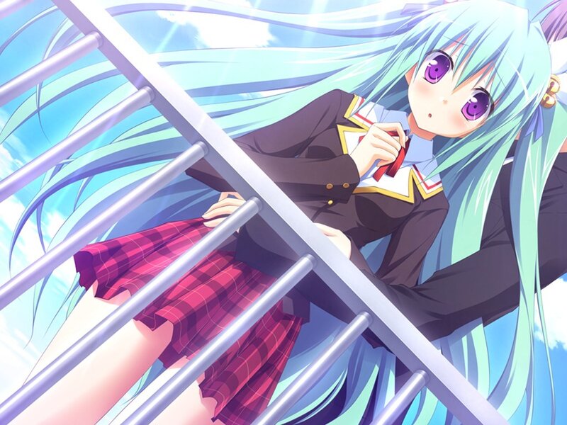 anime girl on a railing