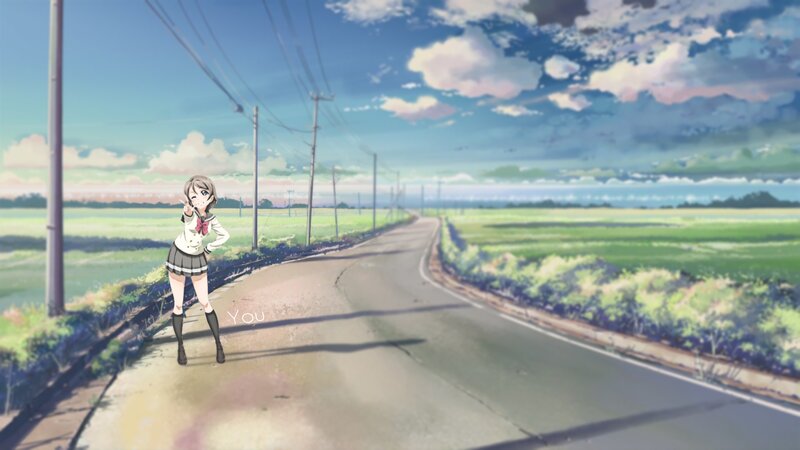 Anime Girl on a Road — Blue