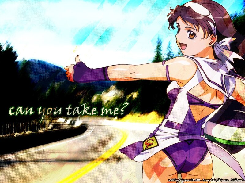 anime girl on a road