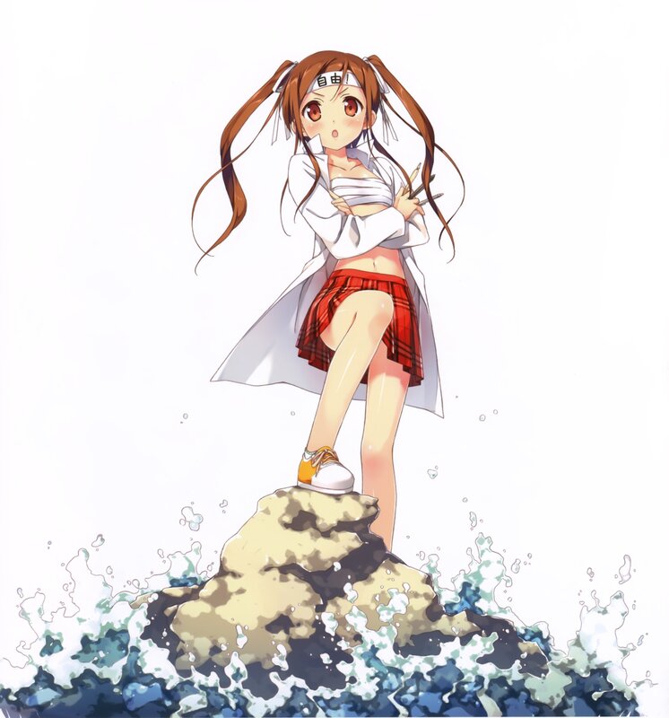 Anime girl on a rock
