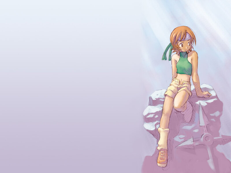 anime girl on a rock